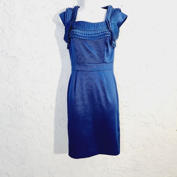 REISS sleeveless front ruffle detail midi cocktail dress size 2 - Picture 2 of 16